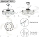 42" Retractable Ceiling Fans with Lights, Crystal Chandelier Ceiling Fan with Remote & APP Control, Modern Dimmable LED Fandelier for Living Room, Dinning Room, Bedroom (Silver)