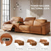 Breathing Leather Recliner Sectional Sofa, 5-Seat Power Reclining Sectional Couch with Adjustable Headrest&Storage Console, L Shaped Leather Couch for Living Room (Light Brown)