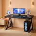 Gaming Computer Desk with Carbon Fiber Surface, Gaming Table Z Shaped Pc Home Office with Cup Holder&Headphone Hook(55 In, Black, Led Light)