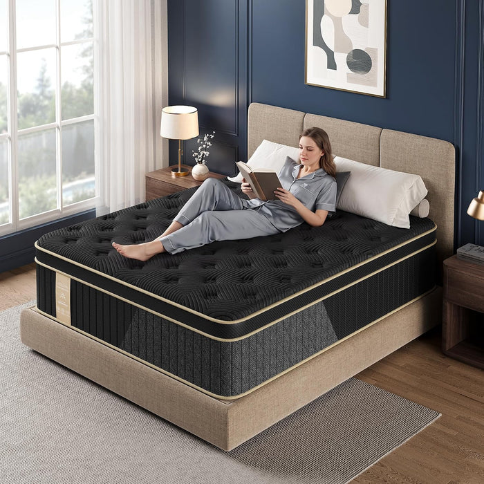 Queen Mattress, 12 Inch Hybrid Mattress Queen Size in a Box, Medium Firm