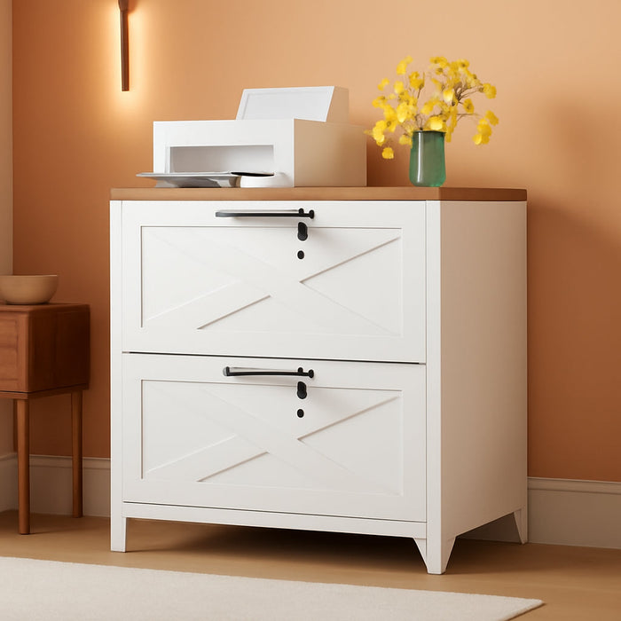 2 Drawer Lateral File Cabinet with Lock,Metal Filing Storage Cabinets for Home Office,Files Folders Letter/Legal/A4 Size(White)