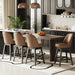 Swivel Counter Height Bar Stools Set of 4, Tall Faux Leather Barstools, Modern Bar Chairs with Solid Back and Wood Legs for Kitchen Island，Brown