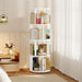 White Four Tier Rotating Bookshelf Tower Floorstanding