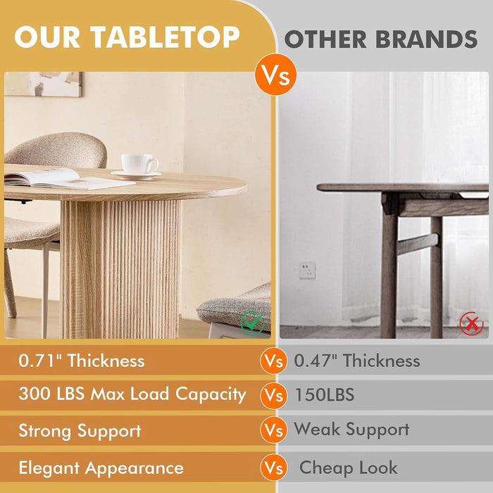 70.9" Oval Dining Table 6 Seater, Modern Kitchen Table, Natural