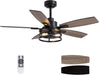 46 Inch Ceiling Fans with Lights and Remote Control, Farmhouse Ceiling Fan for Bedroom Living Room and Patio, Black Caged Ceiling Fan for Indoor and Outdoor