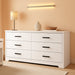 Wooden 5/6 Drawer Dresser, Wide Modern Chest of Drawers, Organizer with Storage Drawers for Living Room Bedroom Hallway Closet (White, 6 Drawers)