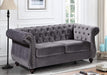 Modern Gray Velvet Chesterfield Loveseat