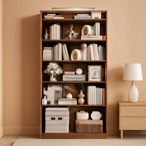 7-Tier Open Bookcase and Bookshelf, Modern Simple Floor Standing Display Storage Shelves with Top Open Compartment for Home Office, Living Room, Bed Room - Rustic Brown