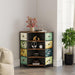 8 Drawers Corner Dresser with Storage Fabric Drawers and Open Shelves for Small Space，Bedroom，Entryway，Living Room (Retro Pattern)
