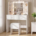 White Vanity Desk With Comprehensive Storage Mirror