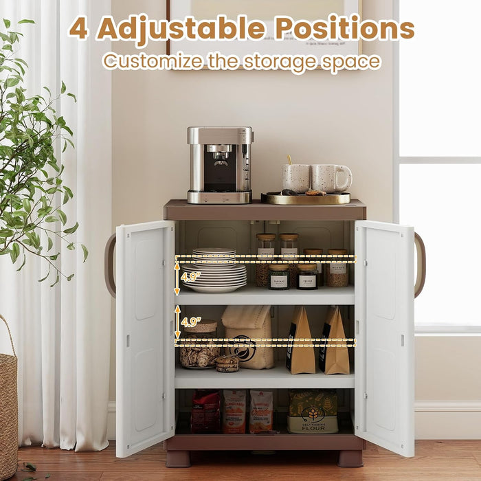 White Plastic Storage Cabinet With Adjustable Shelves