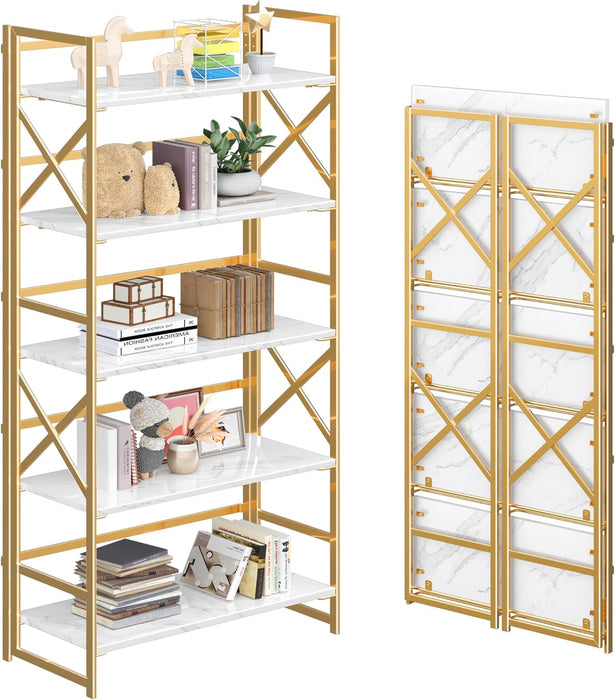 Five Tier Bookshelf White Gold UltraFinish Coatings