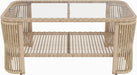 Outdoor Patio Furniture Set, PE Rattan Wicker Conversation Sofa Set with Iron Frame Cushions and Glass Top Coffee Table, Modular Backyard Balcony Seating Set, Dark Beige