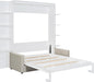 Queen Murphy Bed with Couch and Storage Shelves,Wood Fold up Murphy Bed Cabinet with Storage Shelves and Sofa,White
