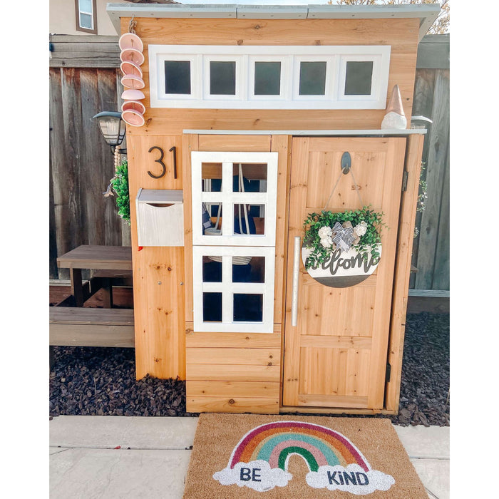 Modern Outdoor Wooden Playhouse with Picnic Table