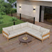 Outdoor Patio Furniture Set, Modern All-Weather Aluminium Conversation Sectional L-Shaped Sofa with Thick Cushions for Backyard, Garden, Porch, 5 Seats, Beige