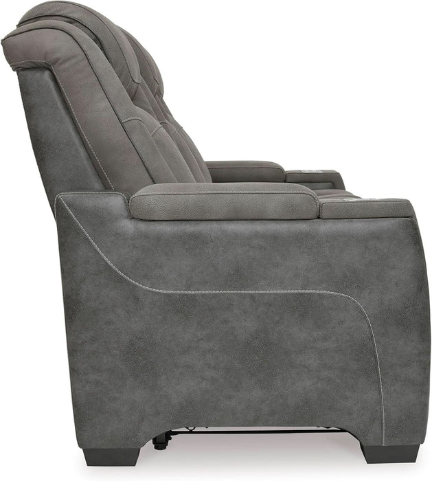 Next-Gen Durapella Modern Faux Leather Power Reclining Sofa with Adjustable Headrest, Gray