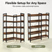 5-Tier Corner Bookshelf, L-Shaped Metal Frame Shelf with Tall 14" Shelves, Plant Stand and Storage Rack for Small Spaces, Living Room and Home Office, Brown