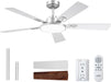 Ceiling Fans with Lights, 52 Inch Silver Ceiling Fan with Light and Remote Control, Reversible, 3CCT, Dimmable, Noiseless, Ceiling Fan for Bedroom, Farmhouse, Living Room, Indoor/Outdoor Use