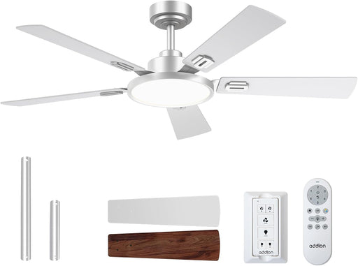 Ceiling Fans with Lights, 52 Inch Silver Ceiling Fan with Light and Remote Control, Reversible, 3CCT, Dimmable, Noiseless, Ceiling Fan for Bedroom, Farmhouse, Living Room, Indoor/Outdoor Use