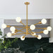 Height Adjustable Brushed Gold 12 Light Chandeliers