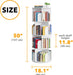 Cross Style 4 Tier Rotating Bookshelf, Spinning 360 Bookcase Lazy Susan Tower, Vertical Revolving Books Shelf Storage round Carousel Space Saving Organizer, White