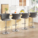 Velvet Bar Stools Set of 4,Modern Swivel Bar Chairs Counter Height Barstool,Adjustable Barstools with High Backrest,Upholstered Kitchen Island Chairs,Grey