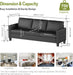 Black SeventyThreeInch ThreeSeater Sofa For Living Room