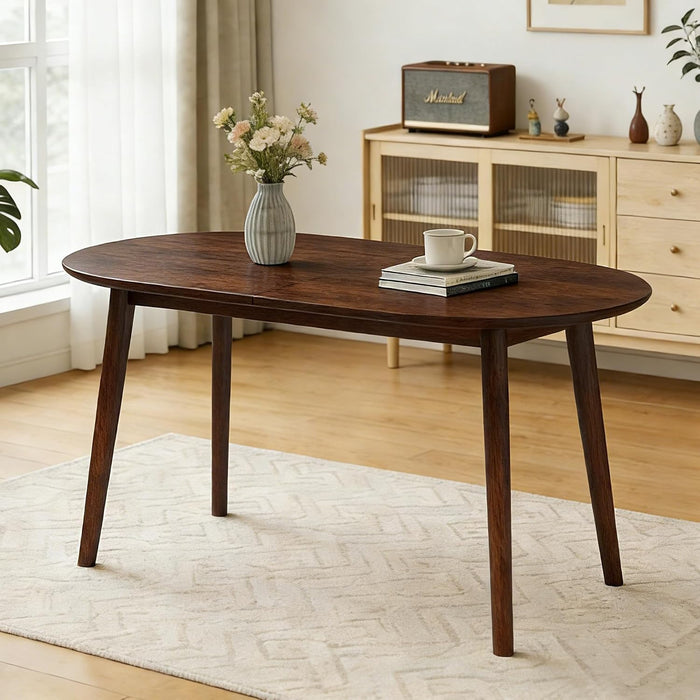 63" Oval Dining Room Table for 4-6 | Modern Wooden Dining Table, Solid Wood Legs, Kitchen Table, Dining Room, Office, Living Room, Walnut