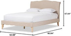 Fayana French Classic Modern Style Beige Linen Fabric Platform Bed, Queen, Off-White