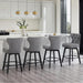 Counter Height Barstools 26 Inch Upholstered Button Tufted Swivel Bar Stools with Back and Wood Legs for Kitchen Island,Set of 2,Grey-Nailhead Trim
