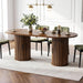 71” Oval Dining Table for 6-8 with Storage, Fluted Base, Walnut