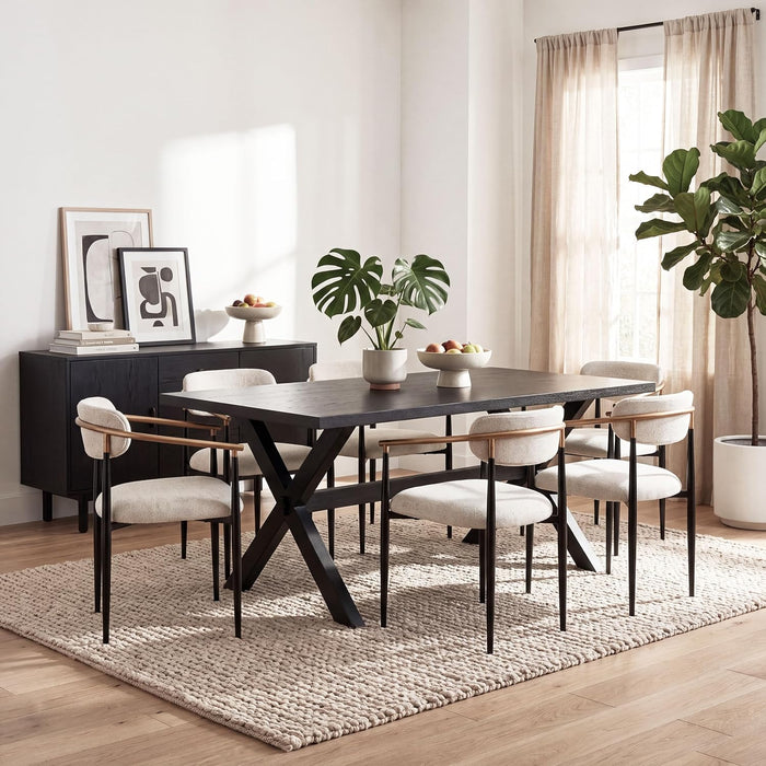 Mid Century Modern Dining Chairs Set of 2, Upholstered Kitchen Room Chairs with 3" High-Resilience Cushion, Sturdy Metal Legs and Ergonomic Curved Backrest for Home Office, Camel