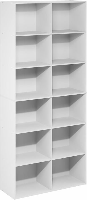 12-Cube Bookshelf, Bookcase, Open Storage Book Shelf, Cube Storage Organizer, 12 X 32 X 71, for Living Room, Home Office, White