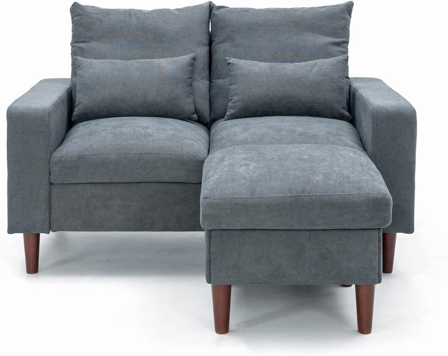 Convertible Sectional Couch Modular L Shape Sofa with Ottoman Footstool Living Room Sets 2-Seat Sectional Couch for Small Space Living Room Bedroom,Grey