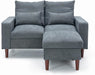 Convertible Sectional Couch Modular L Shape Sofa with Ottoman Footstool Living Room Sets 2-Seat Sectional Couch for Small Space Living Room Bedroom,Grey