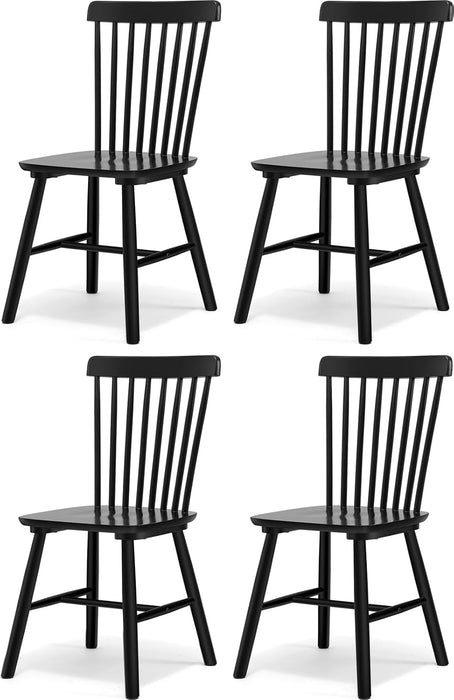 Windsor Dining Chair Set of 4, Spindle Back Wooden Chairs for Kitchen and Dining Room, Farmhouse Country Wooden Dining Chairs for Dining Living Room, Farmhouse Restaurant, Black