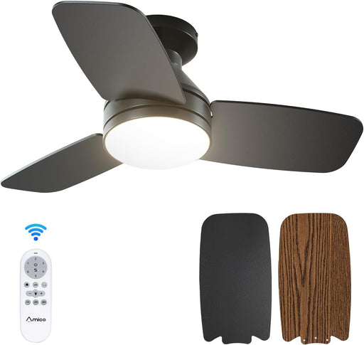 30 Inch Black Ceiling Fan EnergyEfficient RemoteControl