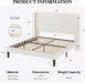 Full Size Velvet Bed Frame with Vertical Channel Tufted Wingback Headboard, Upholstered Platform Bed with Wood Slats, No Box Spring Needed, Easy Assembly, White
