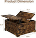 Coffee Table with Hidden Storage, 35.4" W Farmhouse Lift Top Wood Square Center Table with Charging Station, Rustic Cocktail Tables with Flip Top Lids for Living Room, Home Office, Rustic Brown