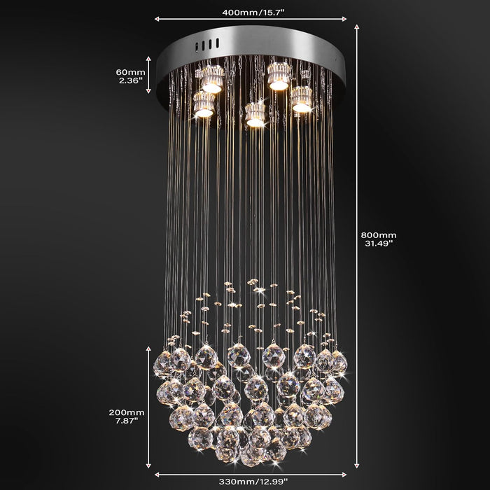 Compact Chrome Crystal Chandelier Flush Mount Fixture