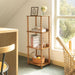 FourTier Bookcase SpindleLeg Open Shelves Caramel Tan