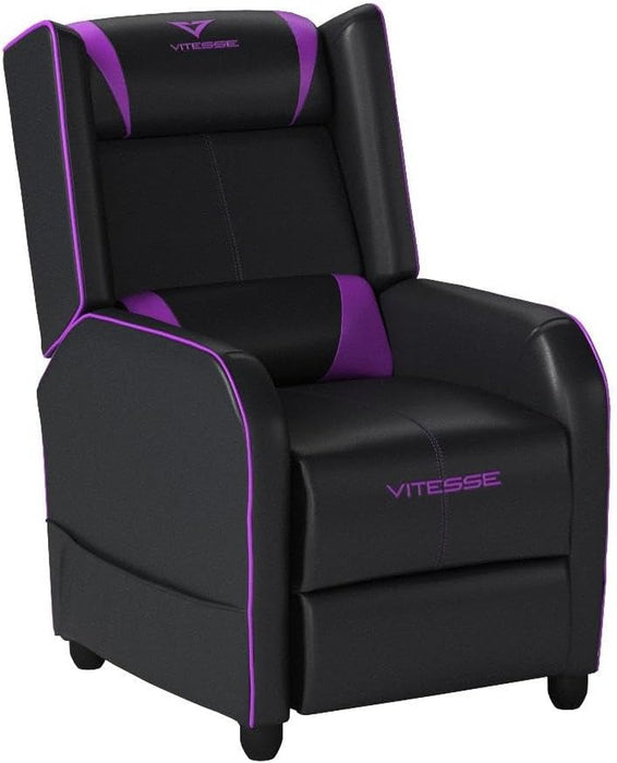 Gaming Recliner Chair Racing Style Single PU Leather Sofa Modern Living Room Recliners Ergonomic Comfortable Home Theater Seating, Purple