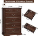 6 Drawer Dresser,Farmhouse Wood Chest of Drawers for Bedroom,47" Tall Dresser with Rustic Handles,Wood Drawer Organizer for Living Room,Hallway,Closet,Walnut