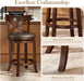 26 Inch Swivel Bar Stools Set of 2, Counter Height Stools | Rustic Wooden Barstools with Back & Solid Wood Legs, Faux Leather Bar Chairs for Kitchen Island, Dark Cherry