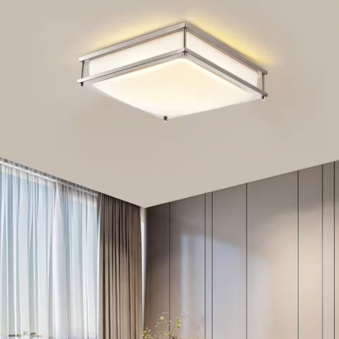 12 In. Brushed Nickel Dimmable 15-Watt Selectable LED Flush Mount Ceiling Light 3000K 4000K 5000K