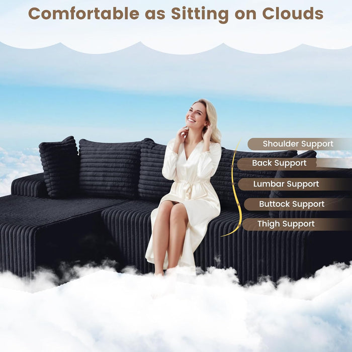 Black Modular Cloud Sofa Sectional Including Chaise