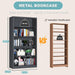 5 Tier Bookcase, 55" Tall Heavy Duty Metal Bookshelf, Free Standing Bookcase with Back Panel & 4 Adjustable Storage Shelves, Open Display Shelf for Bedroom Living Room Home Office (Black)