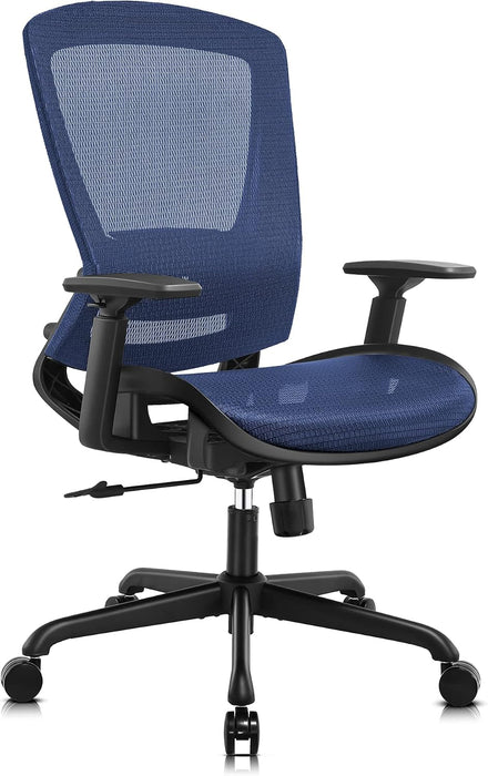 Ergonomic Mesh Office Chair,Comfy Computer Desk Chair - BIFMA 5.1 Certified Commercial Swivel Task Chair for Home Office - Adjustable Lumbar Support & Armrests,Tilt Function,Wide Seat