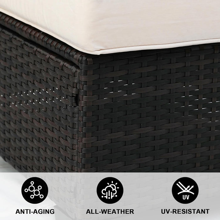 8 Pieces Wicker Patio Furniture Set with Fire Pit Table (Brown/Beige), Perfect for Outdoor, Deck, Garden, Poolside, Includes Splashproof Anti-Slip Cushions and 2 Pillows